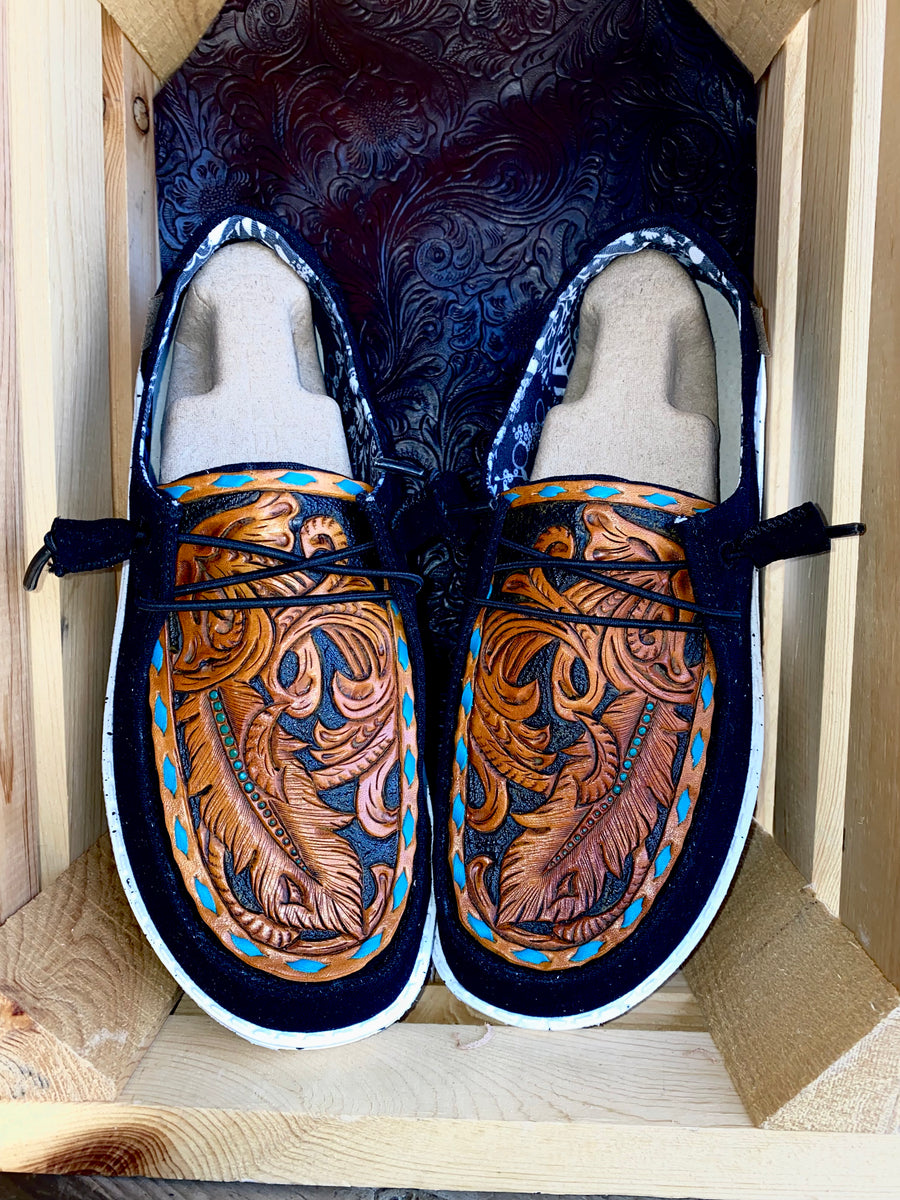 Custom Hey Dude Shoes Western Wave Leather
