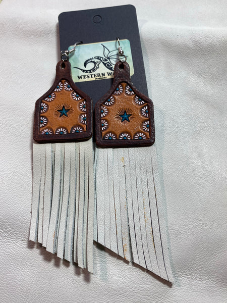 Cow tag with star and fringe