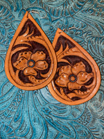 Hand tooled leather flower scroll