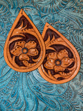 Hand tooled leather flower scroll