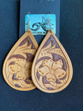 Hand tooled leather flower scroll