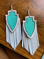 Hand tooled leather earrings