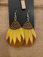 Sunflower leather earrings